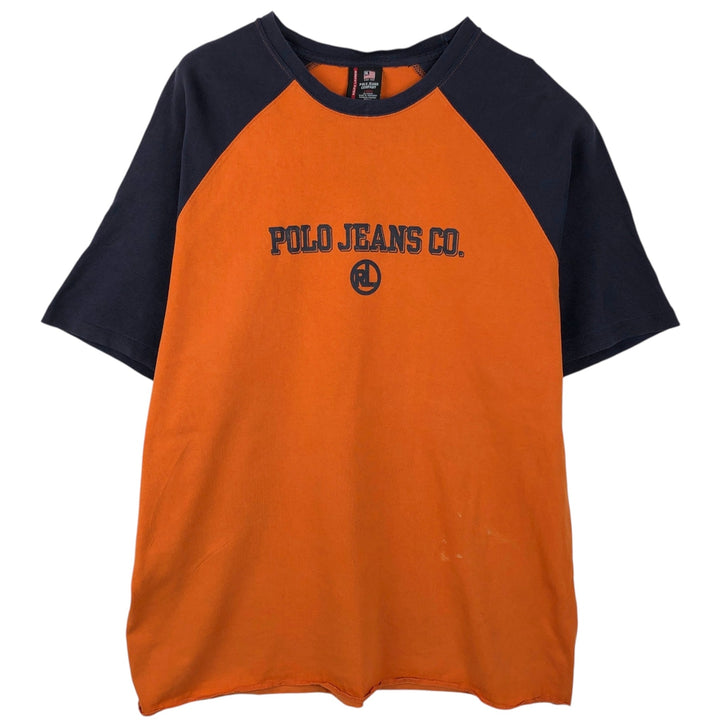 Ralph Lauren POLO JEANS COMPANY Short-Sleeve Logo T-Shirt, Men's Size L (approx.) cotton orange type Vintage Second Hand
