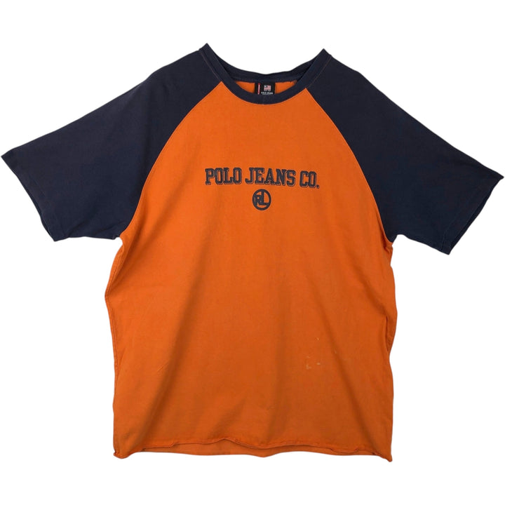 Ralph Lauren POLO JEANS COMPANY Short-Sleeve Logo T-Shirt, Men's Size L (approx.) cotton orange type Vintage Second Hand