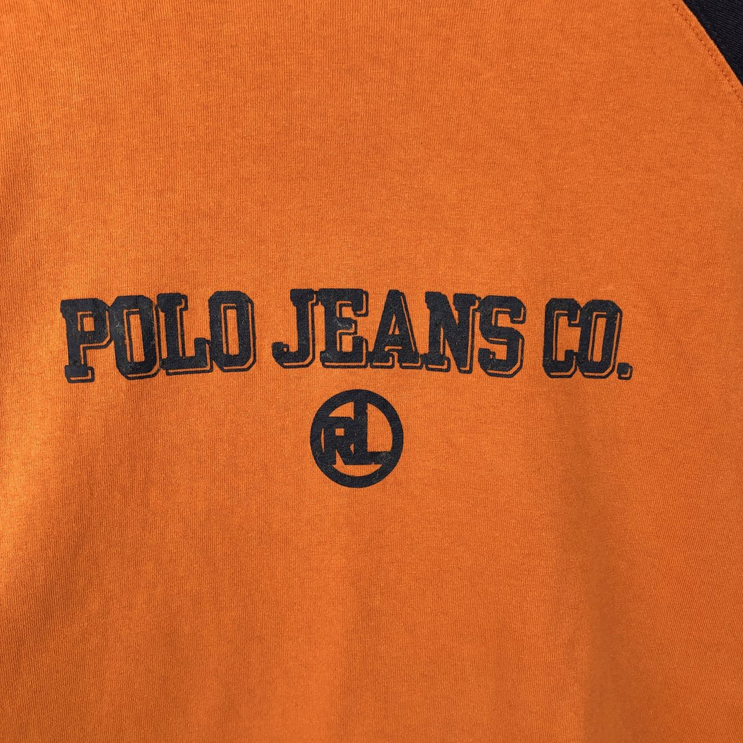Ralph Lauren POLO JEANS COMPANY Short-Sleeve Logo T-Shirt, Men's Size L (approx.) cotton orange type Vintage Second Hand