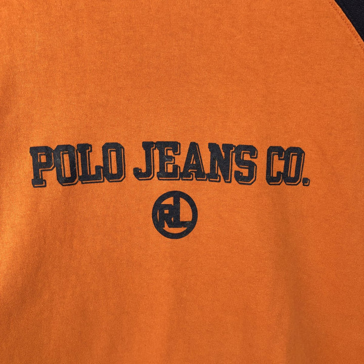 Ralph Lauren POLO JEANS COMPANY Short-Sleeve Logo T-Shirt, Men's Size L (approx.) cotton orange type Vintage Second Hand