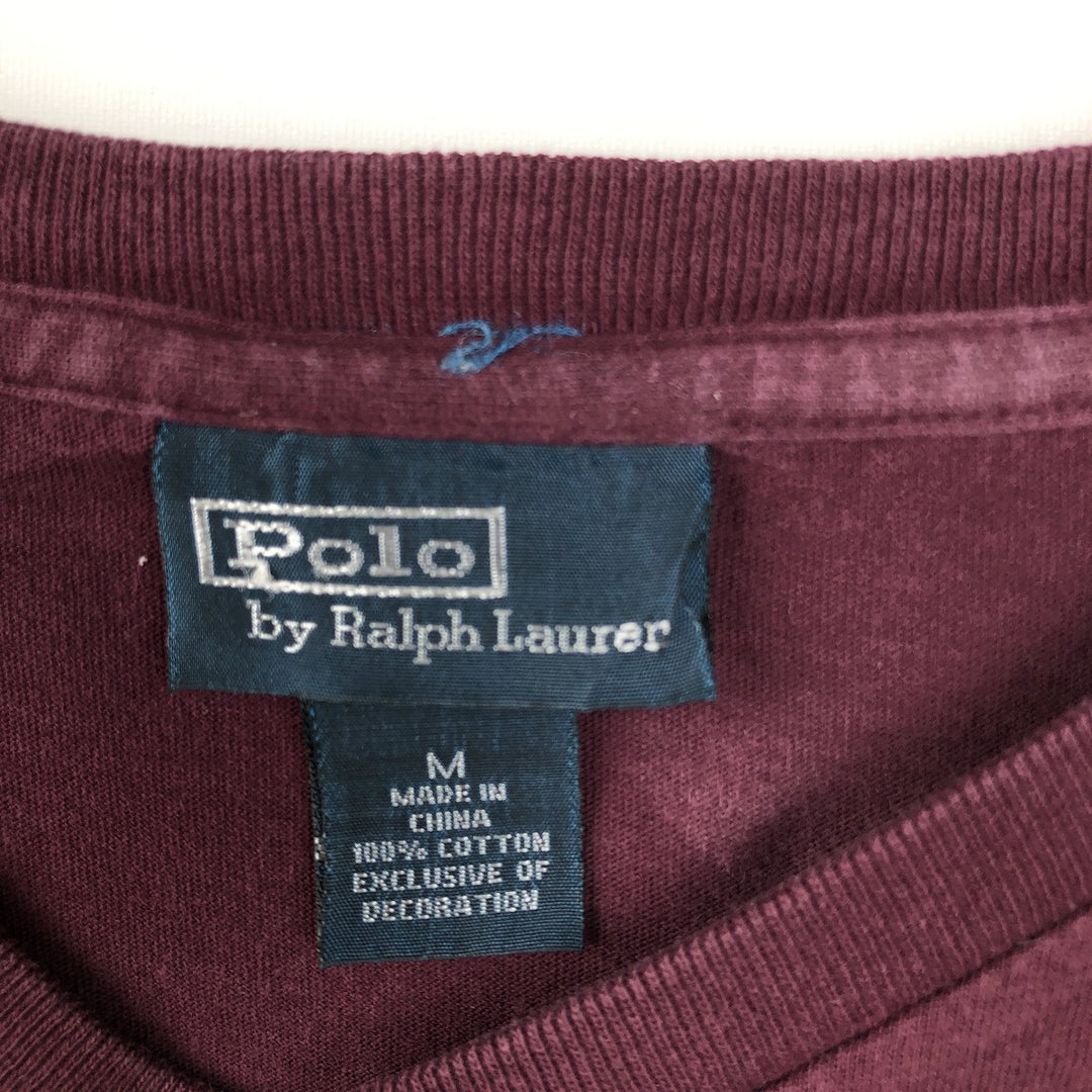 Ralph Lauren POLO by Ralph Lauren Short Sleeve One Point Logo Pocket T-Shirt Men's M cotton Red type red-purple Vintage Second Hand