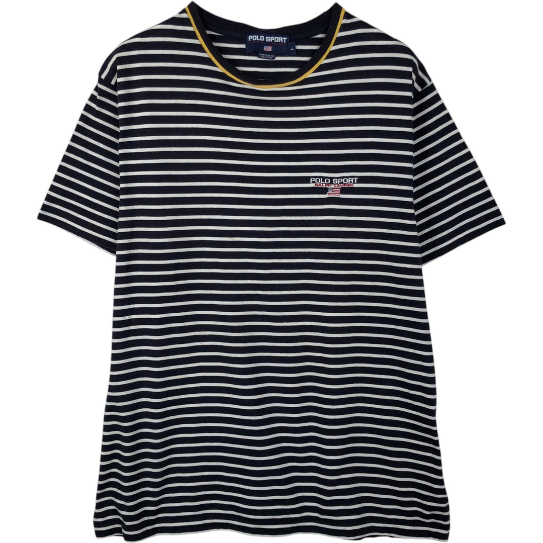 Ralph Lauren POLO SPORT Short-Sleeve Striped T-Shirt, Men's Size L (approx.) cotton navy blue type Vintage Second Hand