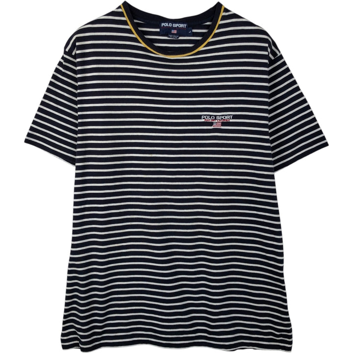 Ralph Lauren POLO SPORT Short-Sleeve Striped T-Shirt, Men's Size L (approx.) cotton navy blue type Vintage Second Hand