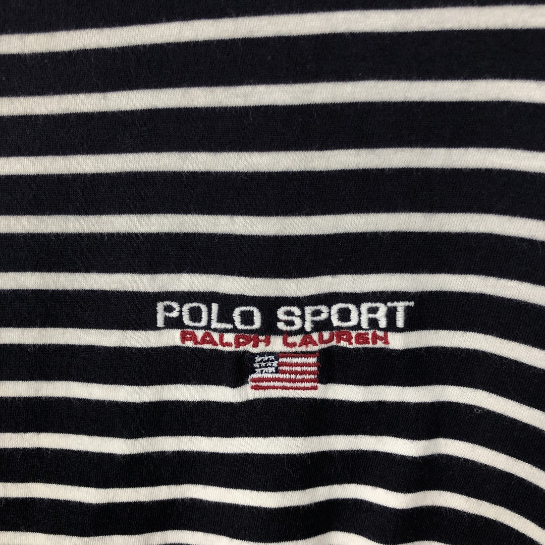 Ralph Lauren POLO SPORT Short-Sleeve Striped T-Shirt, Men's Size L (approx.) cotton navy blue type Vintage Second Hand