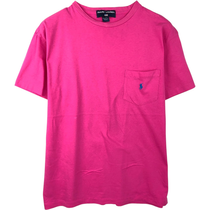 Ralph Lauren POLO SPORT Short-Sleeve T-Shirt with One-Point Logo Pocket, Men's Size L (approx.) cotton pink type Vintage Second Hand