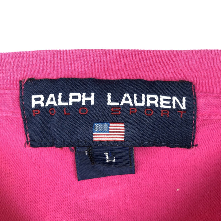 Ralph Lauren POLO SPORT Short-Sleeve T-Shirt with One-Point Logo Pocket, Men's Size L (approx.) cotton pink type Vintage Second Hand