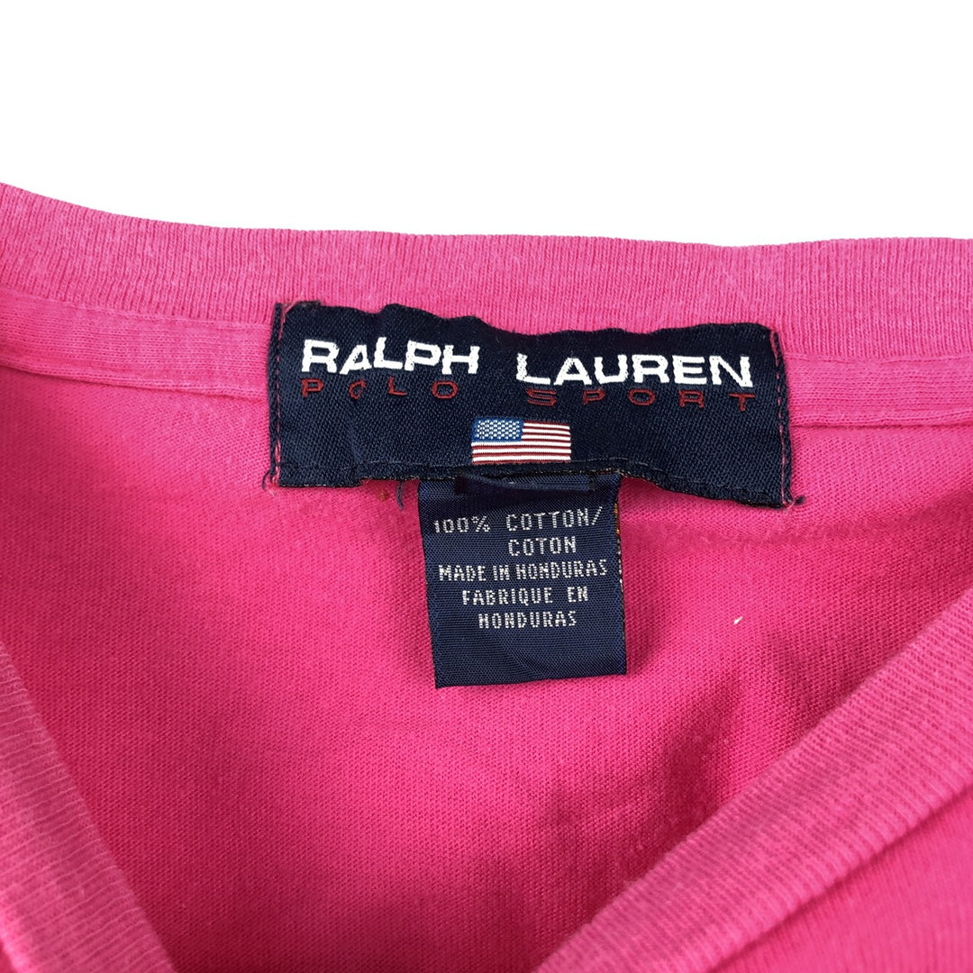 Ralph Lauren POLO SPORT Short-Sleeve T-Shirt with One-Point Logo Pocket, Men's Size L (approx.) cotton pink type Vintage Second Hand