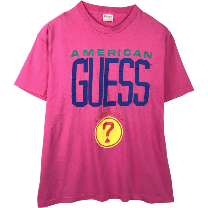 Guess Short-Sleeve Printed T-Shirt, Made in USA, Men's Size XL (approx.) cotton pink type Vintage Second Hand