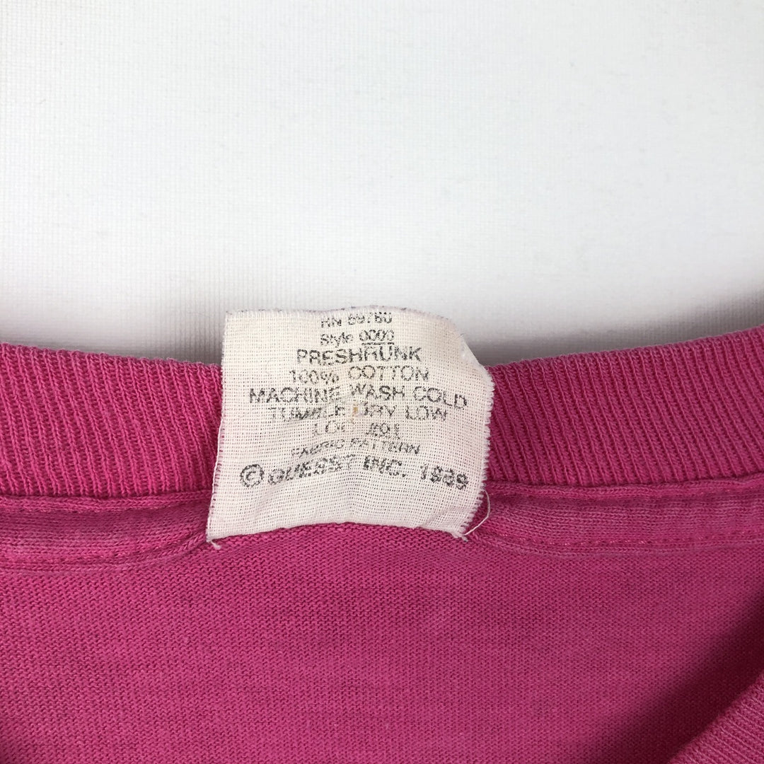 Guess Short-Sleeve Printed T-Shirt, Made in USA, Men's Size XL (approx.) cotton pink type Vintage Second Hand