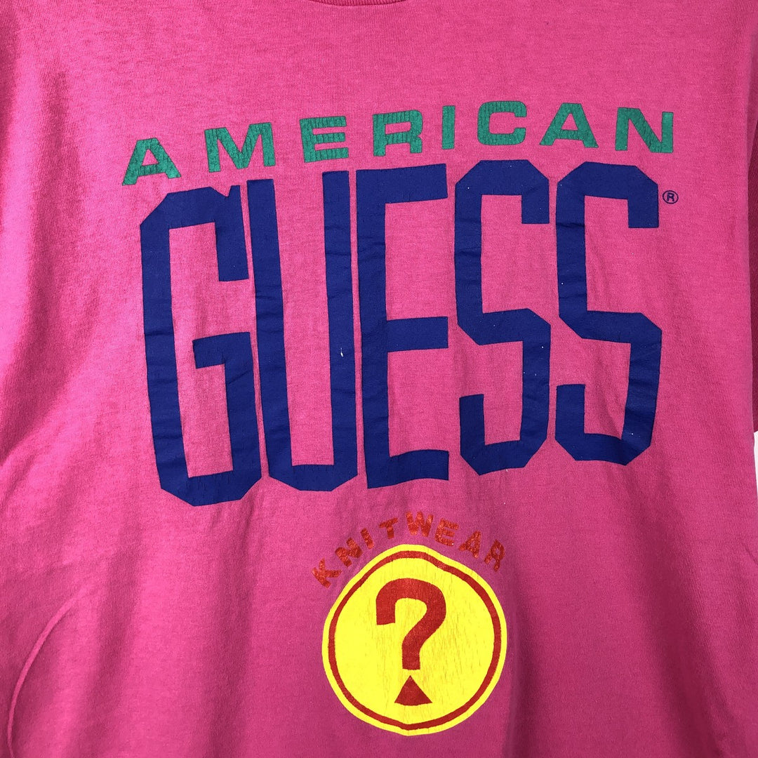 Guess Short-Sleeve Printed T-Shirt, Made in USA, Men's Size XL (approx.) cotton pink type Vintage Second Hand