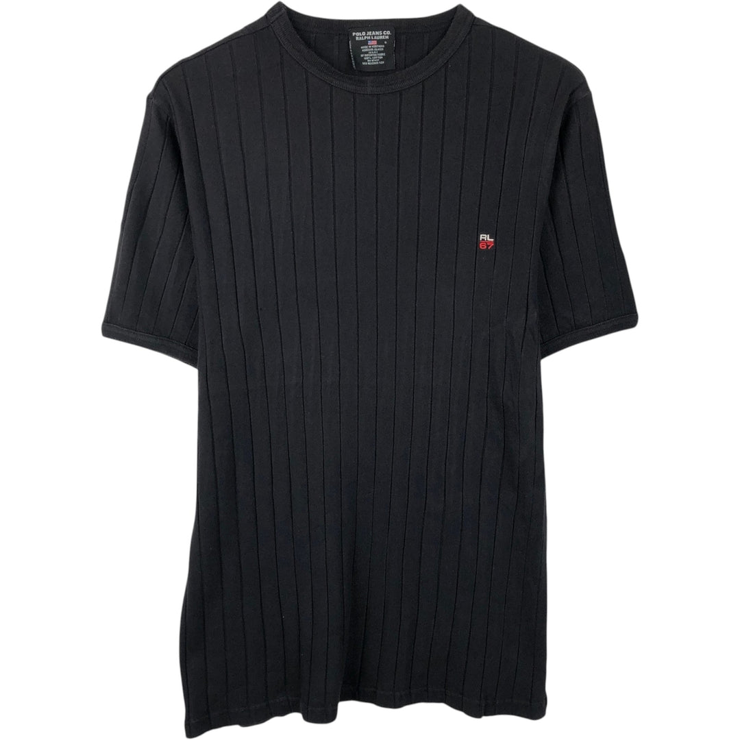 Ralph Lauren POLO JEANS COMPANY Short-Sleeve T-Shirt with One-Point Logo, Men's Size S (approx.) cotton black type Vintage Second Hand