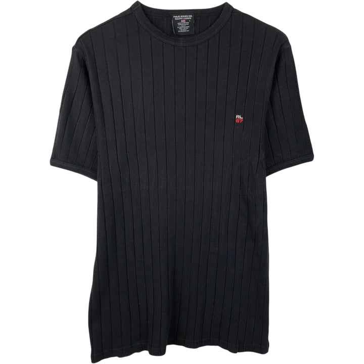 Ralph Lauren POLO JEANS COMPANY Short-Sleeve T-Shirt with One-Point Logo, Men's Size S (approx.) cotton black type Vintage Second Hand