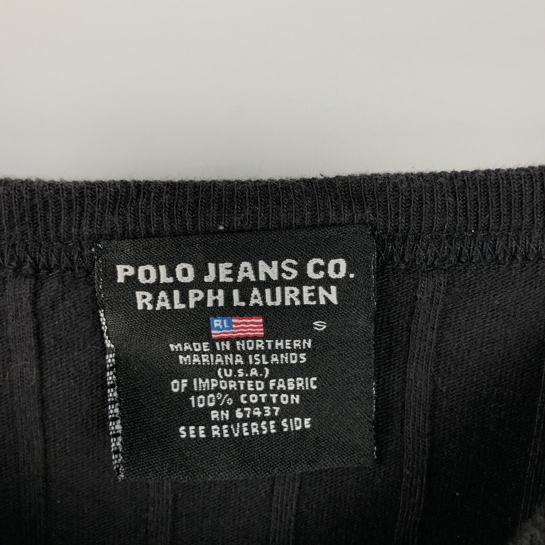 Ralph Lauren POLO JEANS COMPANY Short-Sleeve T-Shirt with One-Point Logo, Men's Size S (approx.) cotton black type Vintage Second Hand