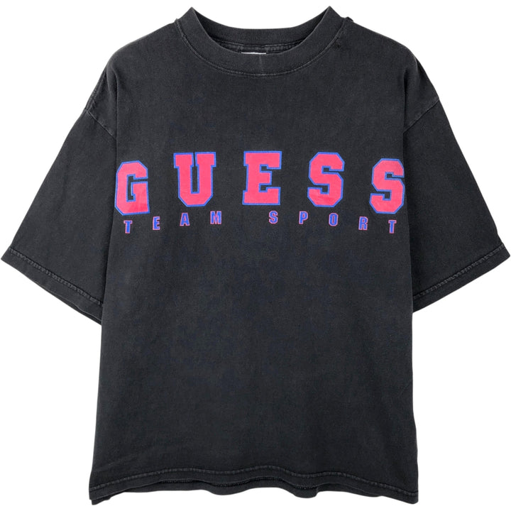 90'S Guess Short-Sleeve Printed T-Shirt, Made in USA, Men's Size M (Equivalent), Vintage cotton black type Vintage Second Hand