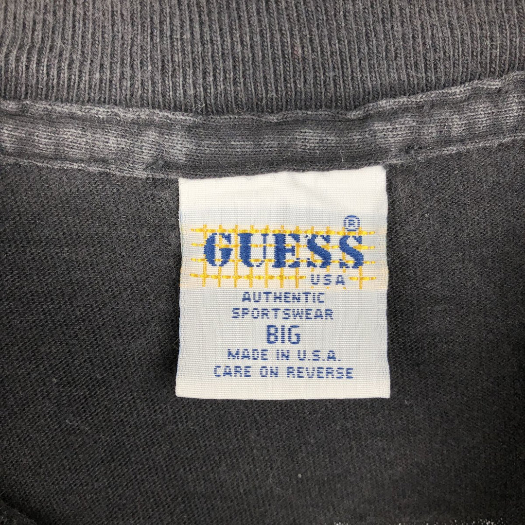 90'S Guess Short-Sleeve Printed T-Shirt, Made in USA, Men's Size M (Equivalent), Vintage cotton black type Vintage Second Hand