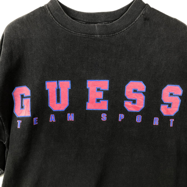 90'S Guess Short-Sleeve Printed T-Shirt, Made in USA, Men's Size M (Equivalent), Vintage cotton black type Vintage Second Hand
