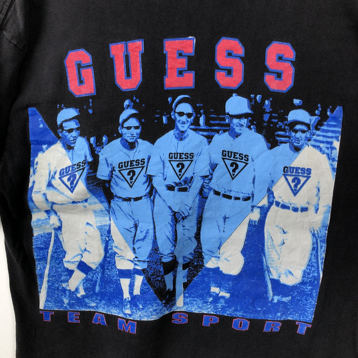 90'S Guess Short-Sleeve Printed T-Shirt, Made in USA, Men's Size M (Equivalent), Vintage cotton black type Vintage Second Hand