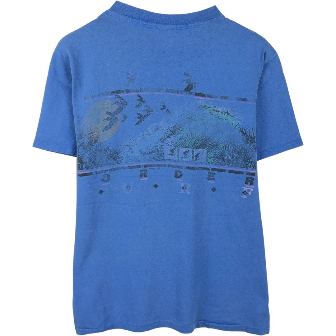 80'S Ocean Pacific surf/skate t-shirt, made in USA, men's size M (approx.) cotton Blue type light blue Vintage Second Hand