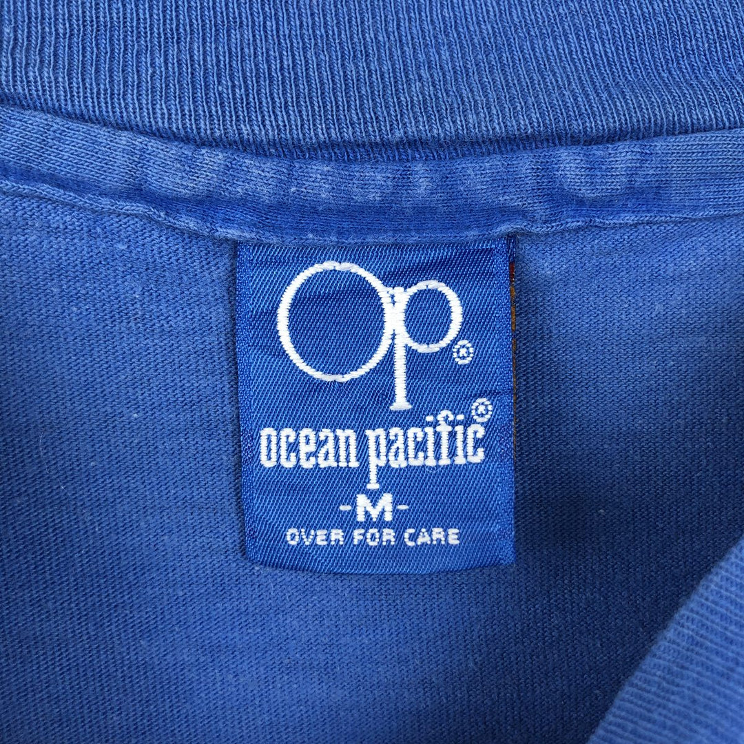 80'S Ocean Pacific surf/skate t-shirt, made in USA, men's size M (approx.) cotton Blue type light blue Vintage Second Hand
