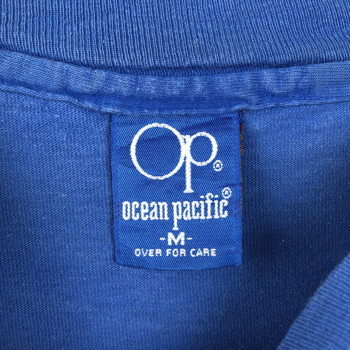 80'S Ocean Pacific surf/skate t-shirt, made in USA, men's size M (approx.) cotton Blue type light blue Vintage Second Hand