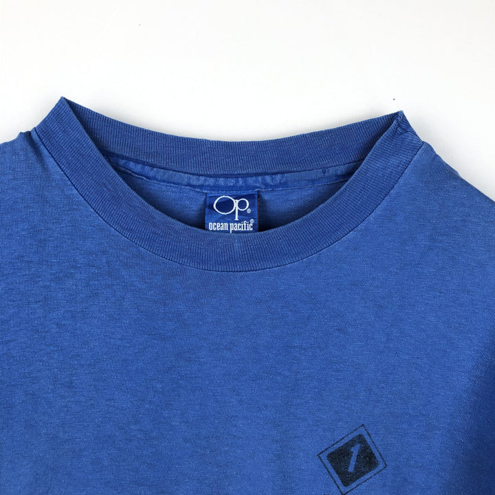 80'S Ocean Pacific surf/skate t-shirt, made in USA, men's size M (approx.) cotton Blue type light blue Vintage Second Hand