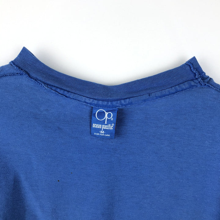 80'S Ocean Pacific surf/skate t-shirt, made in USA, men's size M (approx.) cotton Blue type light blue Vintage Second Hand
