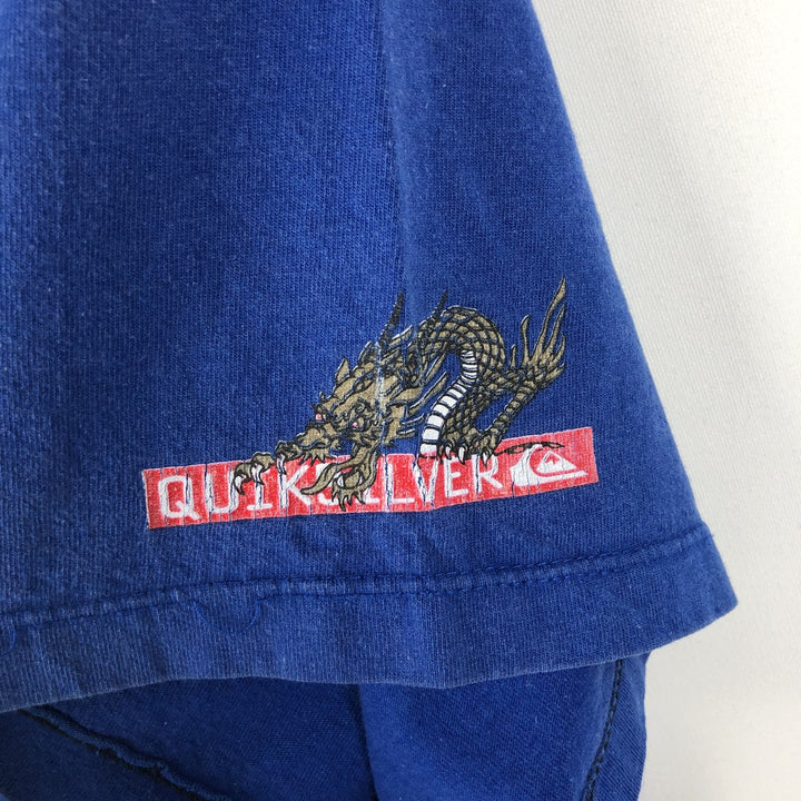 90'S Quiksilver Dragon Pattern Surf Skate T-Shirt, Men's XL (approx.), Vintage cotton blue type Vintage Second Hand
