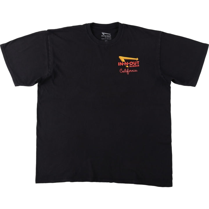 IN-N-OUT HAMBURGERS Advertising T-Shirt, Made in USA, Men's Size XL (approx.) cotton black type Vintage Second Hand