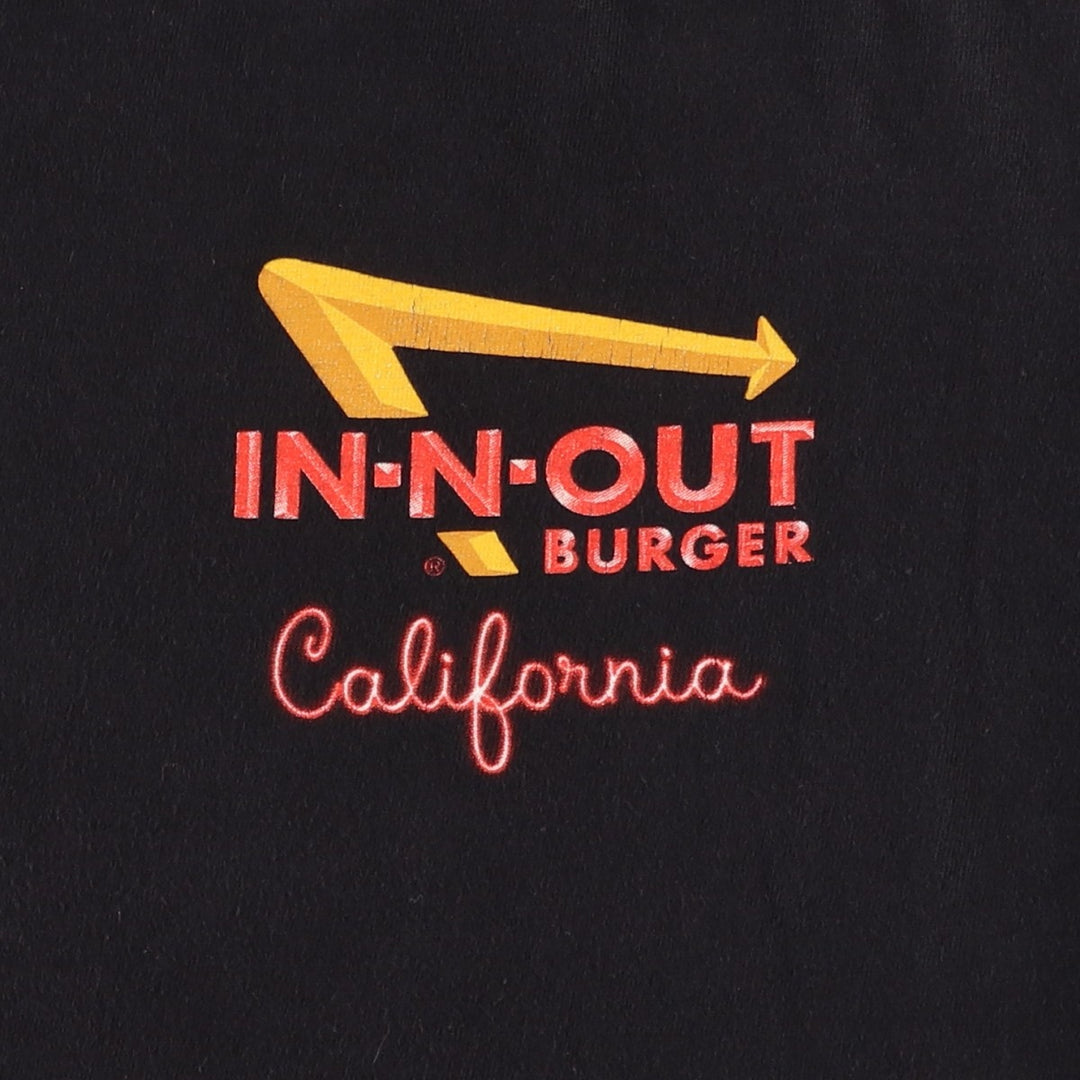 IN-N-OUT HAMBURGERS Advertising T-Shirt, Made in USA, Men's Size XL (approx.) cotton black type Vintage Second Hand