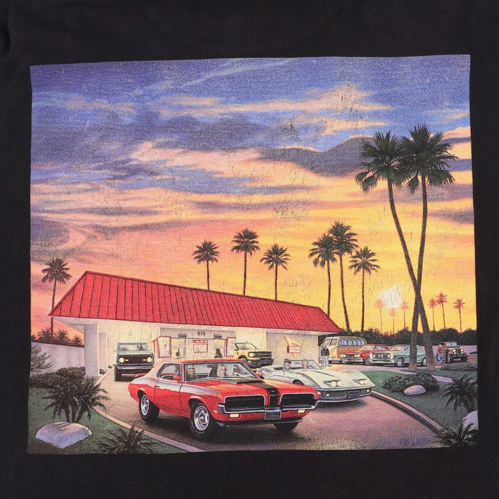 IN-N-OUT HAMBURGERS Advertising T-Shirt, Made in USA, Men's Size XL (approx.) cotton black type Vintage Second Hand
