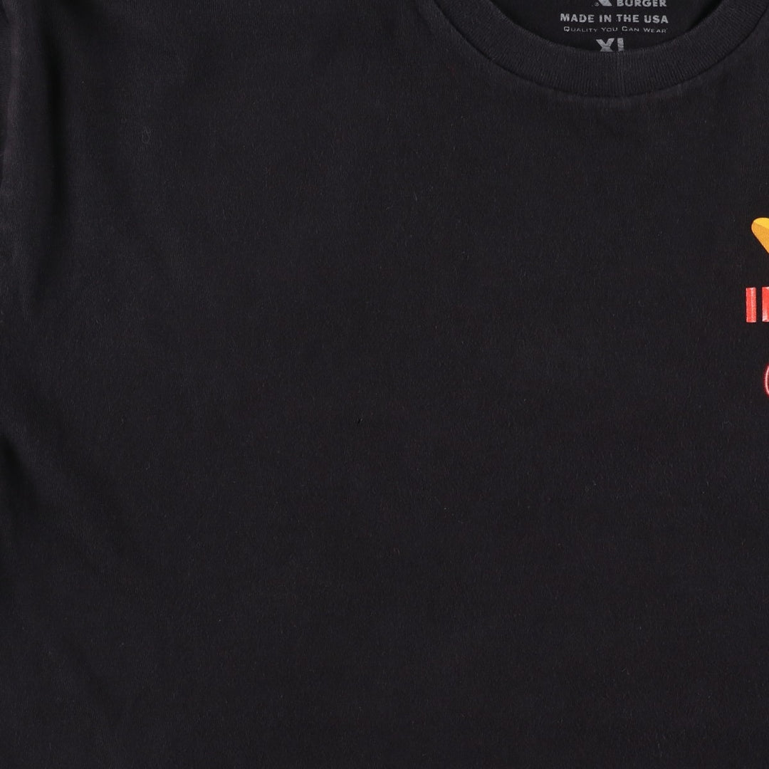 IN-N-OUT HAMBURGERS Advertising T-Shirt, Made in USA, Men's Size XL (approx.) cotton black type Vintage Second Hand