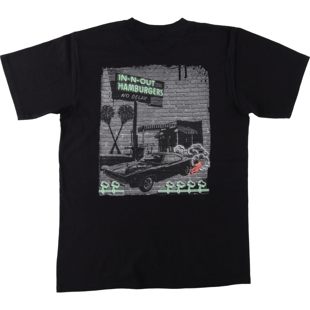 IN-N-OUT HAMBURGERS Advertising T-Shirt, Made in USA, Men's Size M (equivalent) cotton black type Vintage Second Hand
