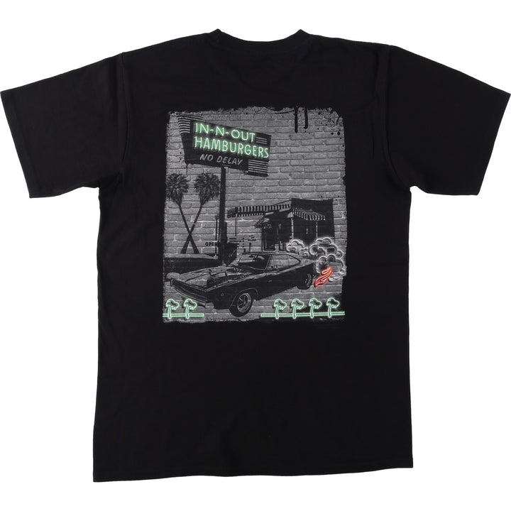 IN-N-OUT HAMBURGERS Advertising T-Shirt, Made in USA, Men's Size M (equivalent) cotton black type Vintage Second Hand