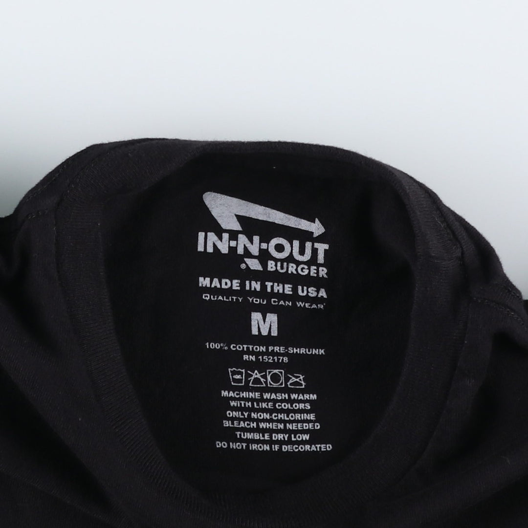 IN-N-OUT HAMBURGERS Advertising T-Shirt, Made in USA, Men's Size M (equivalent) cotton black type Vintage Second Hand
