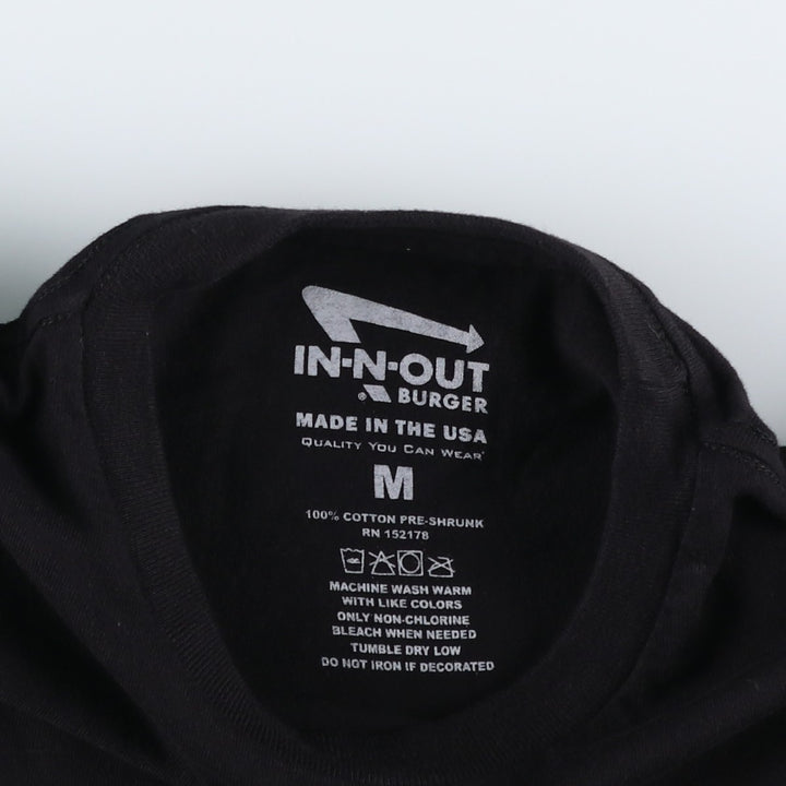 IN-N-OUT HAMBURGERS Advertising T-Shirt, Made in USA, Men's Size M (equivalent) cotton black type Vintage Second Hand