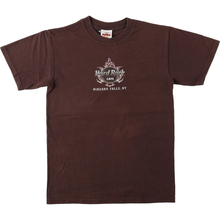 HARD ROCK CAFE advertising T-shirt featuring dragon and tiger patterns (men's size S). cotton brown type Vintage Second Hand