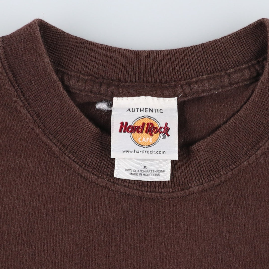 HARD ROCK CAFE advertising T-shirt featuring dragon and tiger patterns (men's size S). cotton brown type Vintage Second Hand