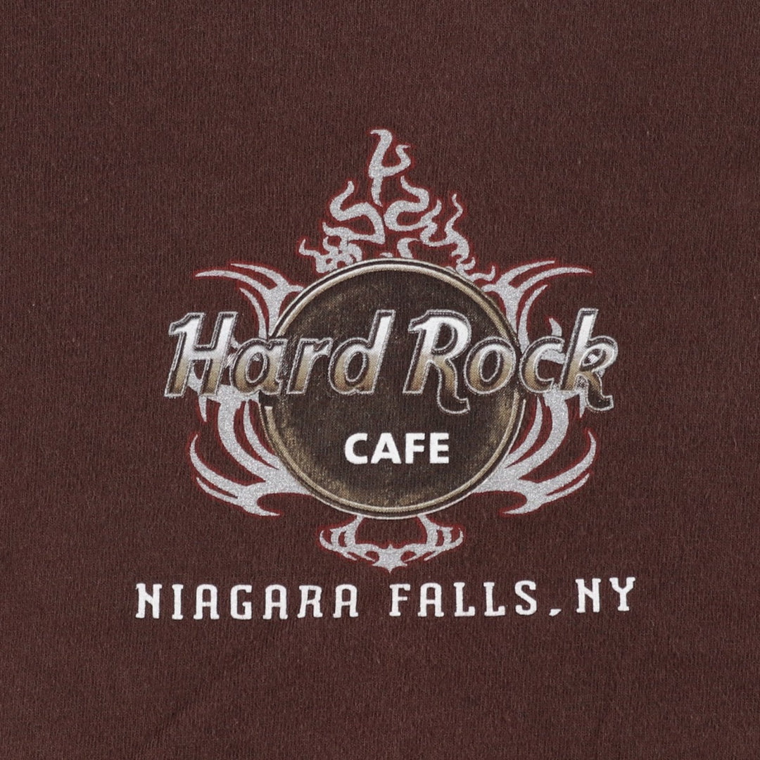 HARD ROCK CAFE advertising T-shirt featuring dragon and tiger patterns (men's size S). cotton brown type Vintage Second Hand