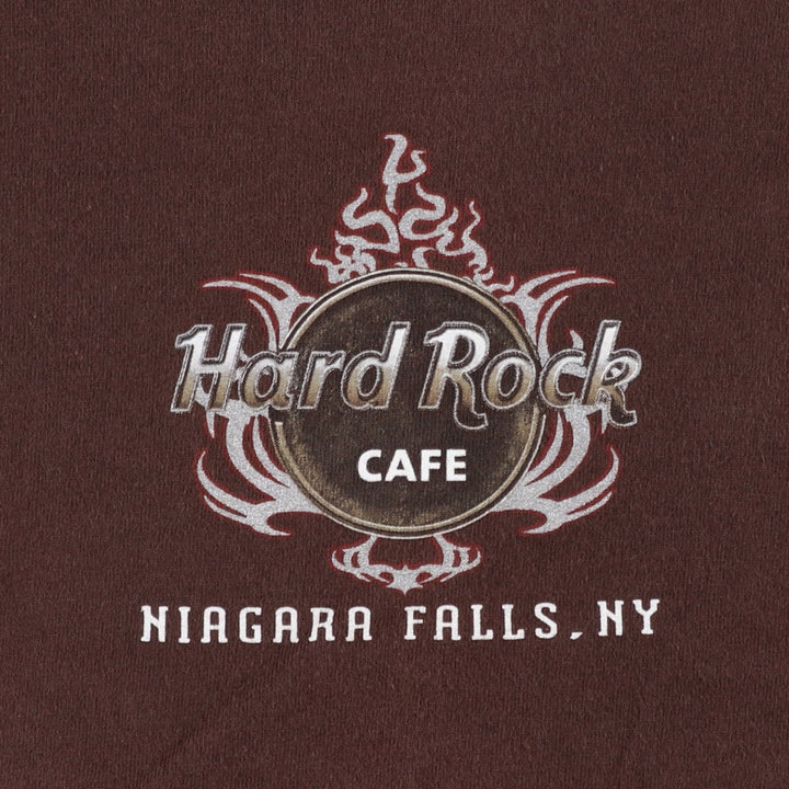 HARD ROCK CAFE advertising T-shirt featuring dragon and tiger patterns (men's size S). cotton brown type Vintage Second Hand
