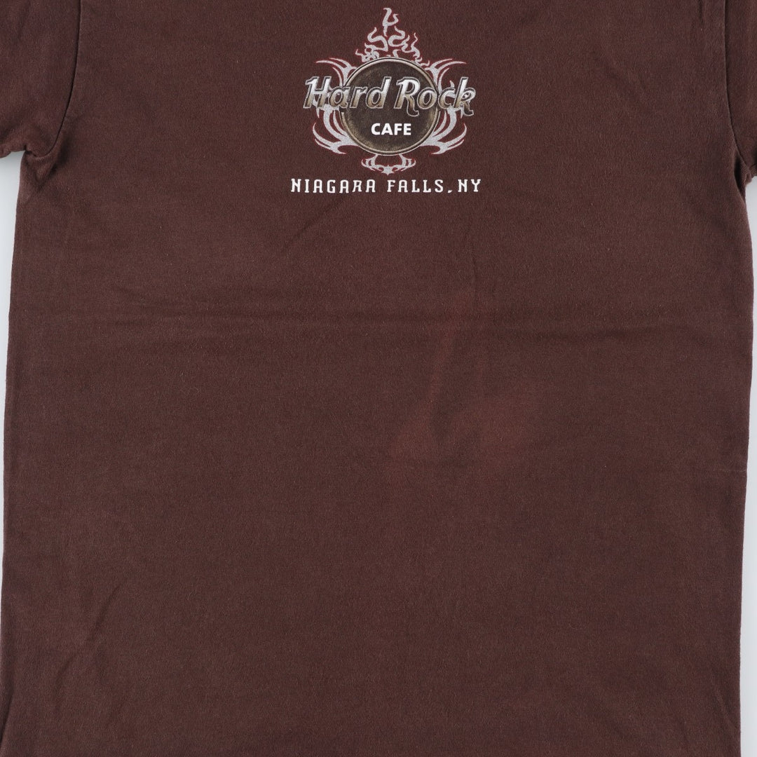 HARD ROCK CAFE advertising T-shirt featuring dragon and tiger patterns (men's size S). cotton brown type Vintage Second Hand