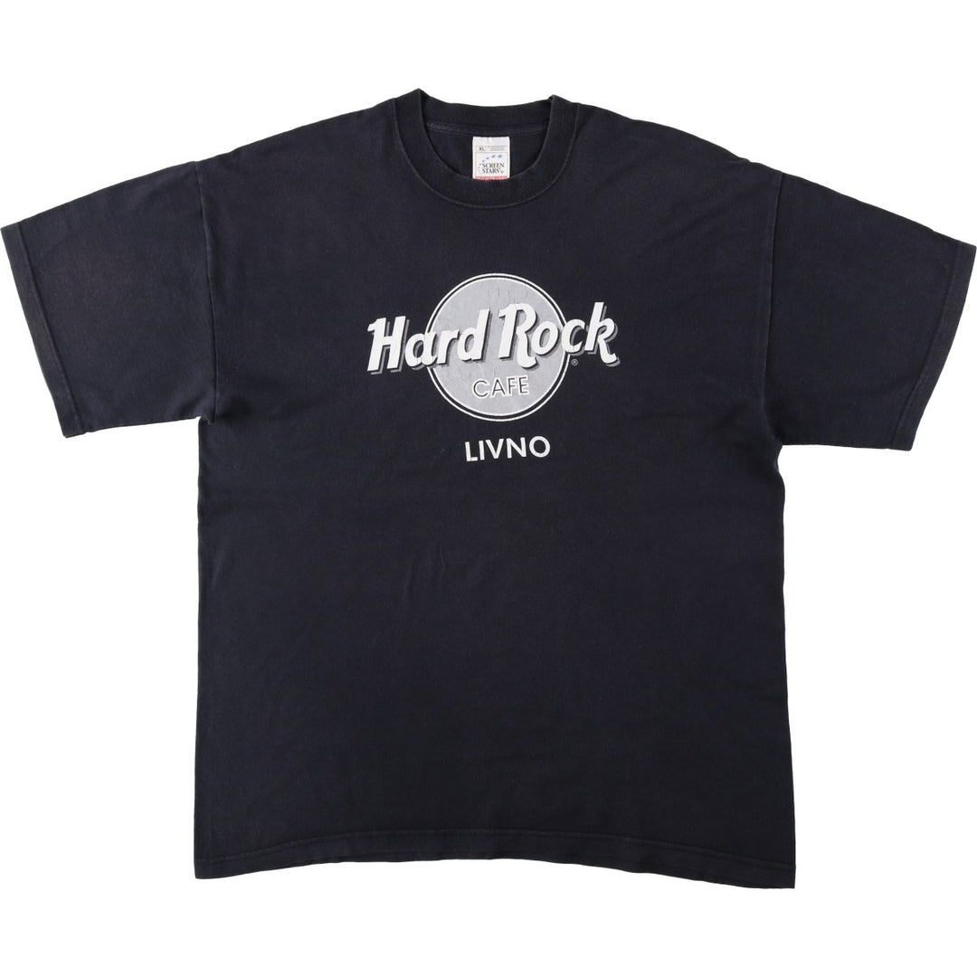 Fruit of the Loom SCREEN STARS HARD ROCK CAFE advertising T-shirt, men's size XL (approx.) cotton black type Vintage Second Hand