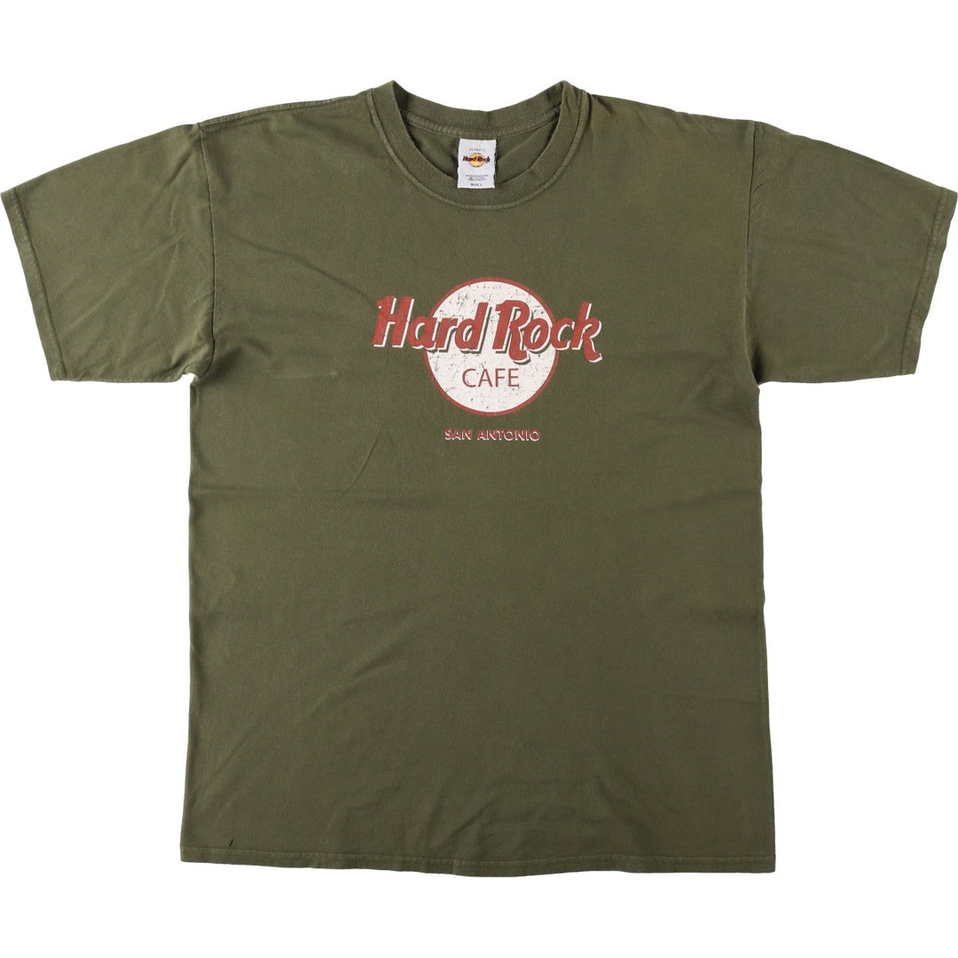 HARD ROCK CAFE Hard Rock Cafe Advertising T-shirt Men's L size cotton Khaki type sage green Vintage Second Hand