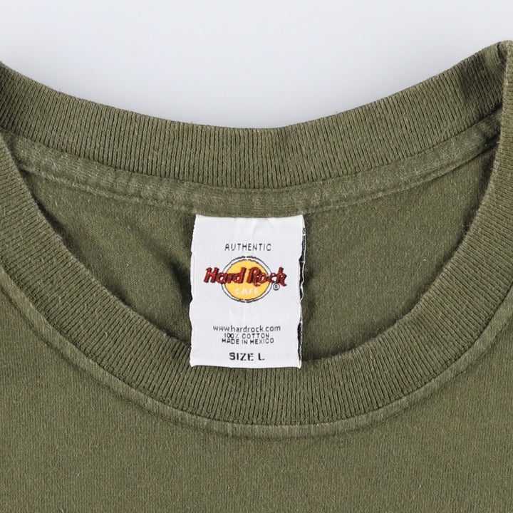 HARD ROCK CAFE Hard Rock Cafe Advertising T-shirt Men's L size cotton Khaki type sage green Vintage Second Hand