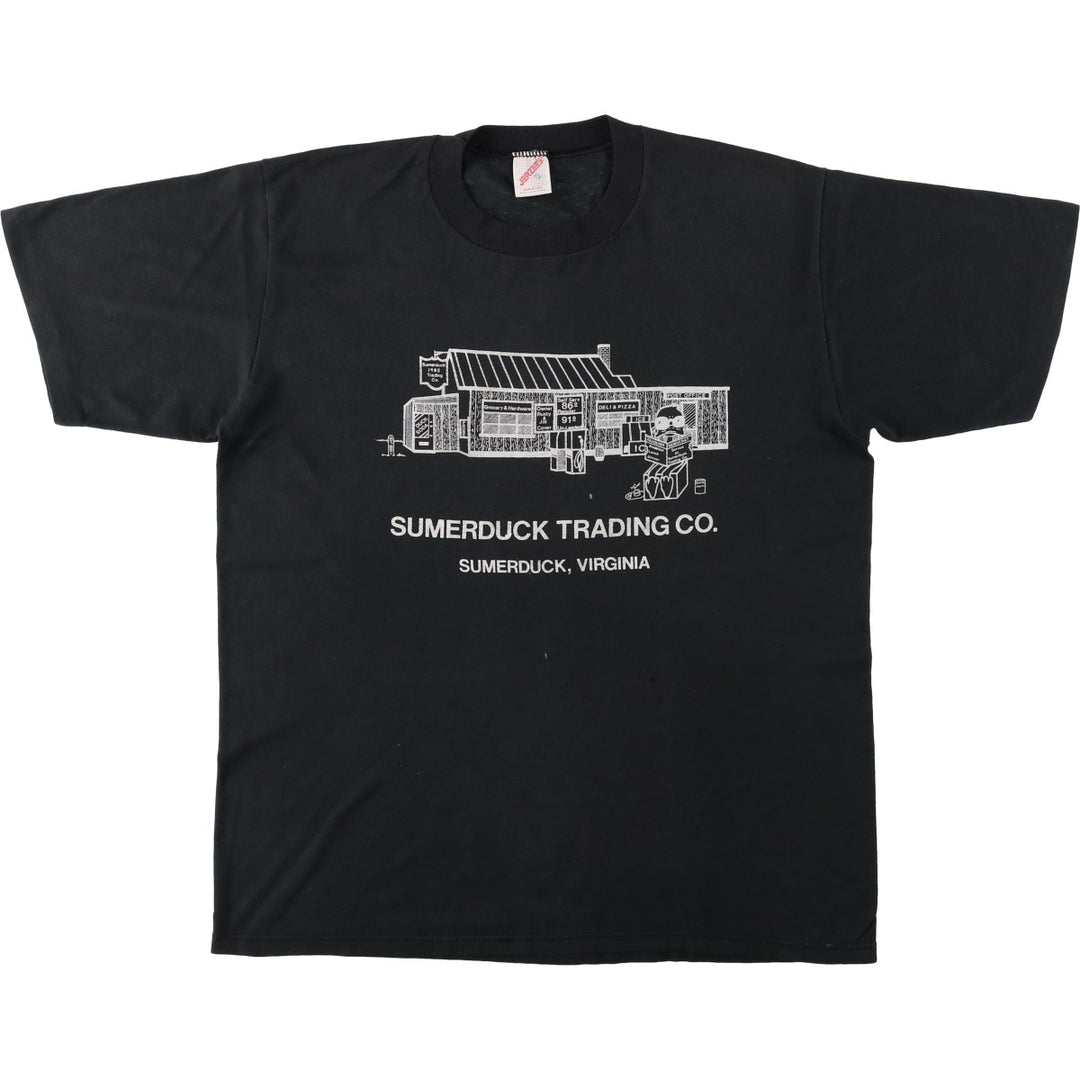 80s-90'S Jerzees SUMERDUCK TRADING CO. Advertising T-shirt, Made in USA, Men's XL equivalent, Vintage cotton black type Vintage Second Hand