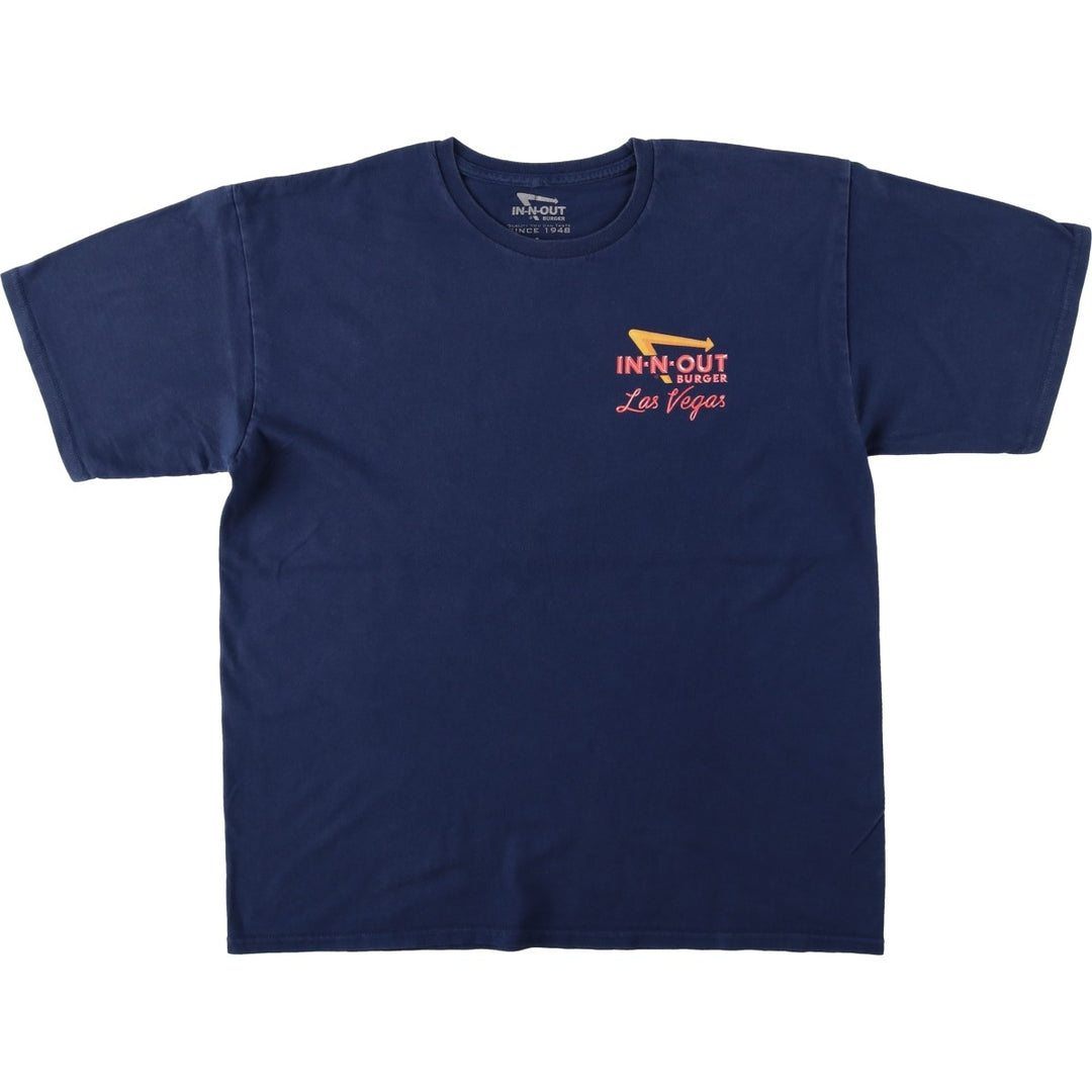 IN-N-OUT HAMBURGERS Advertising T-Shirt, Men's Size L (equivalent) cotton navy blue type Vintage Second Hand