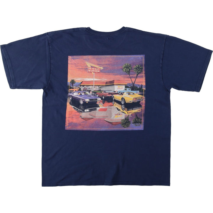 IN-N-OUT HAMBURGERS Advertising T-Shirt, Men's Size L (equivalent) cotton navy blue type Vintage Second Hand