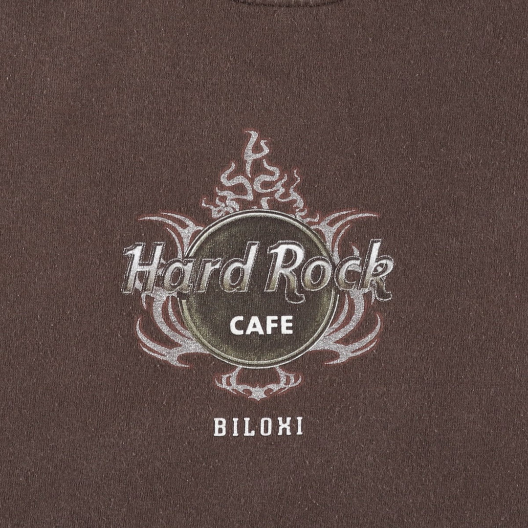 HARD ROCK CAFE Hard Rock Cafe Dragon Pattern Advertising T-shirt Men's M size cotton brown type Vintage Second Hand