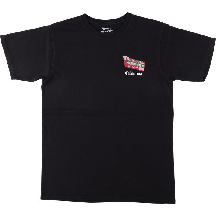 IN-N-OUT HAMBURGERS Advertising T-Shirt, Made in USA, Men's Size M (equivalent) cotton black type Vintage Second Hand