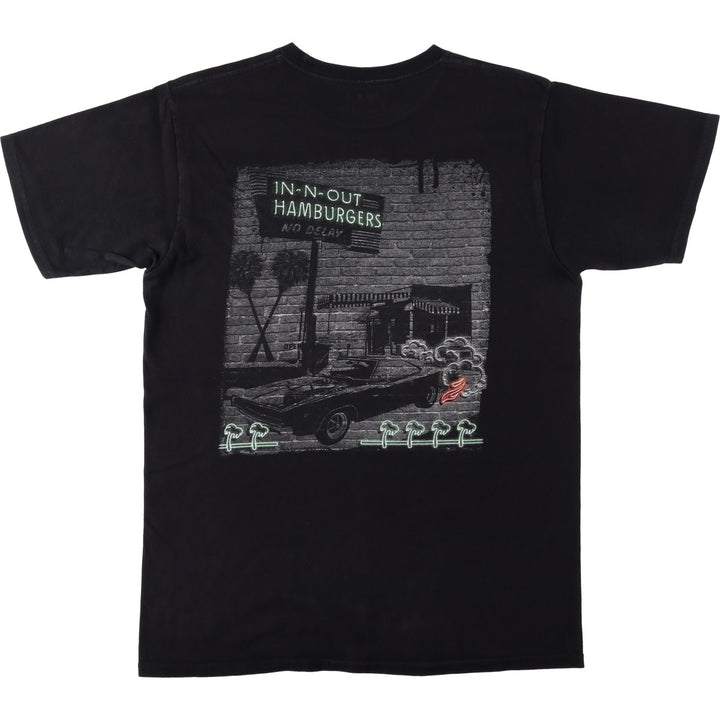 IN-N-OUT HAMBURGERS Advertising T-Shirt, Made in USA, Men's Size M (equivalent) cotton black type Vintage Second Hand
