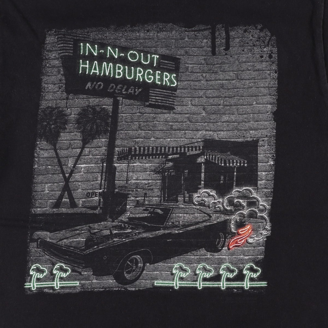 IN-N-OUT HAMBURGERS Advertising T-Shirt, Made in USA, Men's Size M (equivalent) cotton black type Vintage Second Hand